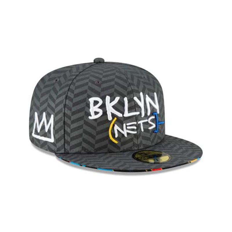 NBA Brooklyn Nets City Edition 59Fifty Fitted (VFI9580) - Black New Era Caps